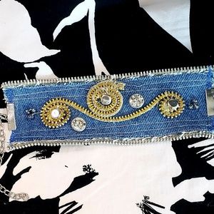 Upcycled denim cuff bracelet